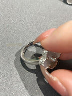 VCA CLOVER SILVER MOP DIAMOND RING