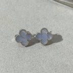 VCA CLOVER CHALCEDONY SILVER STUD EARRINGS