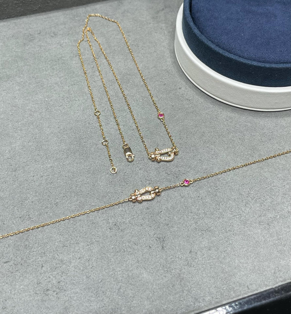 FRED FORCE 10 DIAMOND PINK GOLD NECKLACE