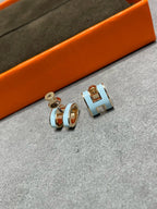 HERMES POP H SKY BLUE STUD EARRINGS