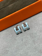 HERMES POP H SKY BLUE STUD EARRINGS