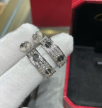 CARTIER LOVE CERAMIC DIAMOND PAVED SILVER EARRINGS