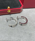 CARTIER LOVE CERAMIC DIAMOND PAVED SILVER EARRINGS