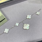 VCA CLOVER 5 MOTIF WHITE MOP SILVER BRACELET