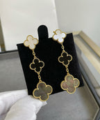 VCA CLOVER 3 MOTIF MOP ONYX DARK MOP PINK GOLD EARRINGS