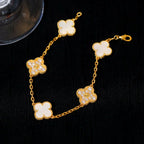 VCA CLOVER WHITE PEARL MOP 5 MOTIF BRACELET COLLECTION