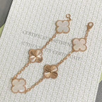 VCA CLOVER WHITE PEARL MOP 5 MOTIF BRACELET COLLECTION