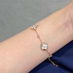 LOUIS VUITTON STAR AND SUN 4 MOTIF WHITE MOP PINK GOLD BRACELET