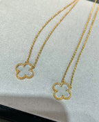 VCA CLOVER ROCK CRYSTAL ROSE GOLD NECKLACE