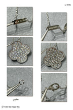 VCA CLOVER 25MM LARGE PENDANT DIAMOND PAVED SILVER NECKLACE