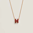 HERMES HM CLIC RED ENAMEL GOLD NECKLACE