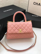 chanel-coco-handle-gold-caviar-pink-24-cm Handle