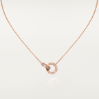 CARTIER LOVE 7.6MM NECKLACE ROSE GOLD AND SILVER FULL DIAMOND