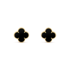 VCA CLOVER MEDIUM 1 MOTIFS ONYX STUD EARRINGS