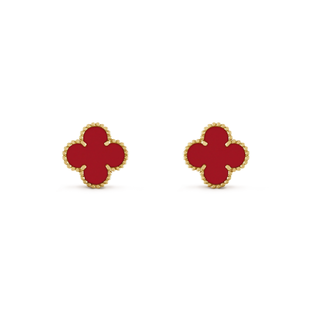 VCA CLOVER MINI 9.5MM CARNELIAN EARRINGS