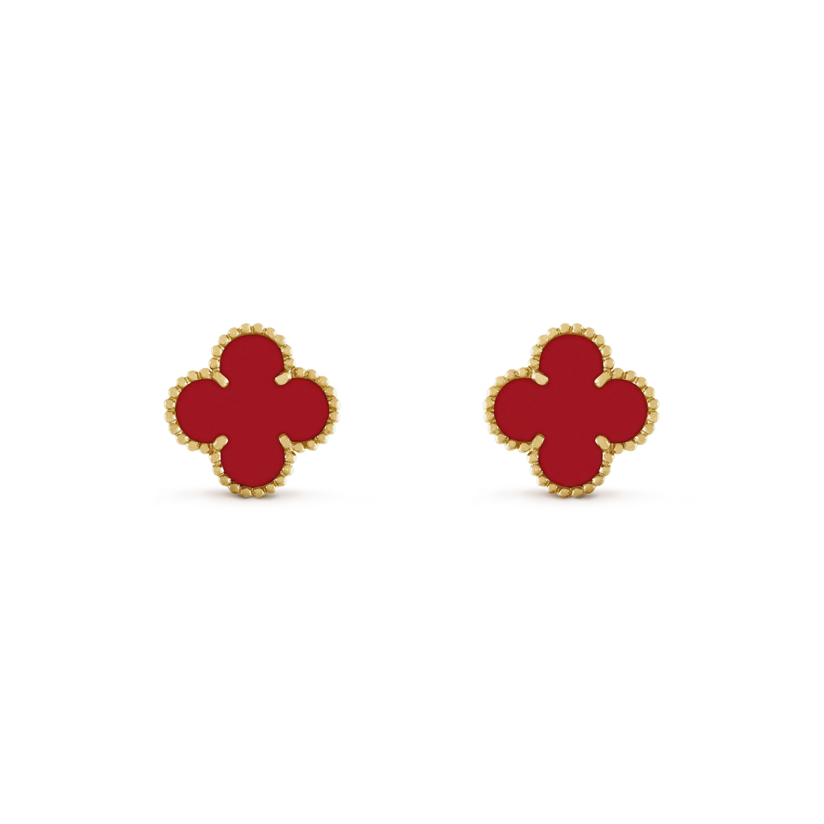 VCA CLOVER MINI 9.5MM CARNELIAN EARRINGS