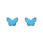 VCA BUTTERFLY TURQUOISE EARRINGS SILVER