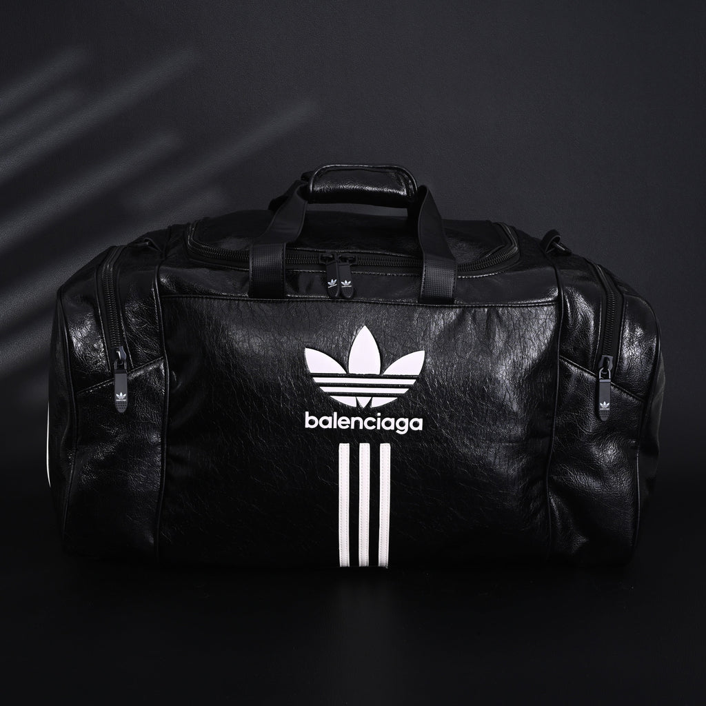 balenciaga-x-adidas-large-duffel-travel-bag-black-with-trefoil-logo-and-triple-stripes Handle