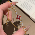 VCA CLOVER 5 MOTIF PINK BLUE RED WHITE BRACELET