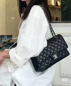 chanel-classic-flap-bag-black-quilted-caviar-leather-with-gold-tone-hardware-1 Shoulder
