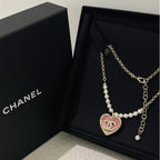 Chanel Pink Diamond Necklace Bracelet Earrings