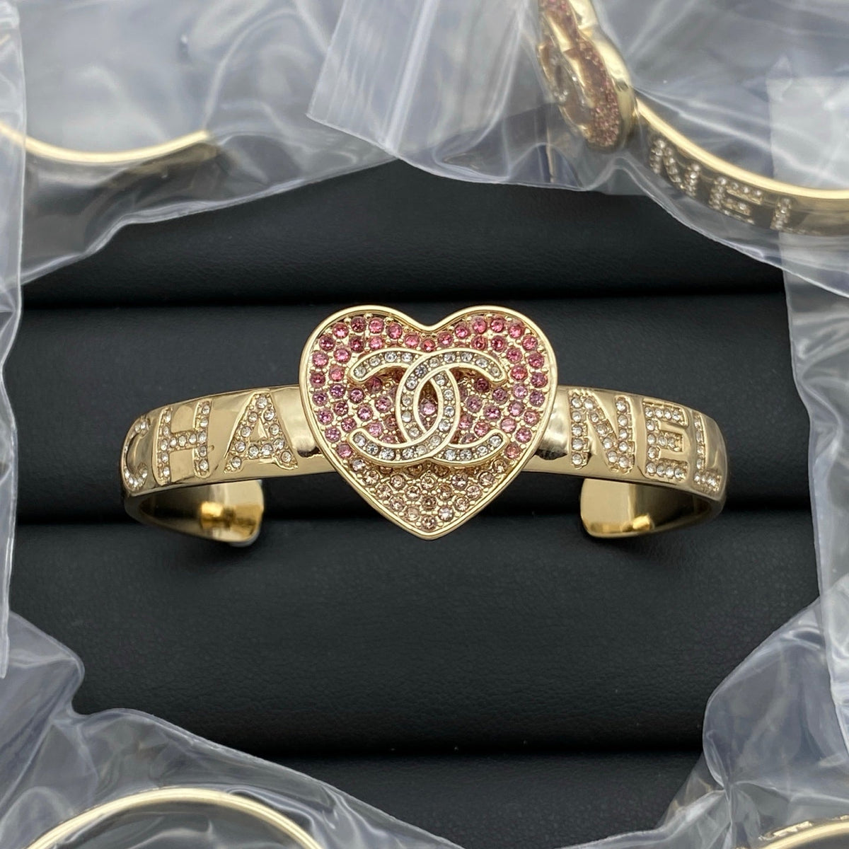 Chanel Pink Heart Bangle Bracelets