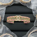 Chanel Pink Leather Bangle Bracelets