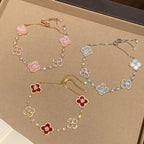 VCA CLOVER 5 MOTIF PINK BLUE RED WHITE BRACELET