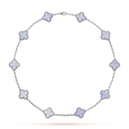 VCA CLOVER 10 MOTIFS BLUE CHALCEDONY NECKLACE
