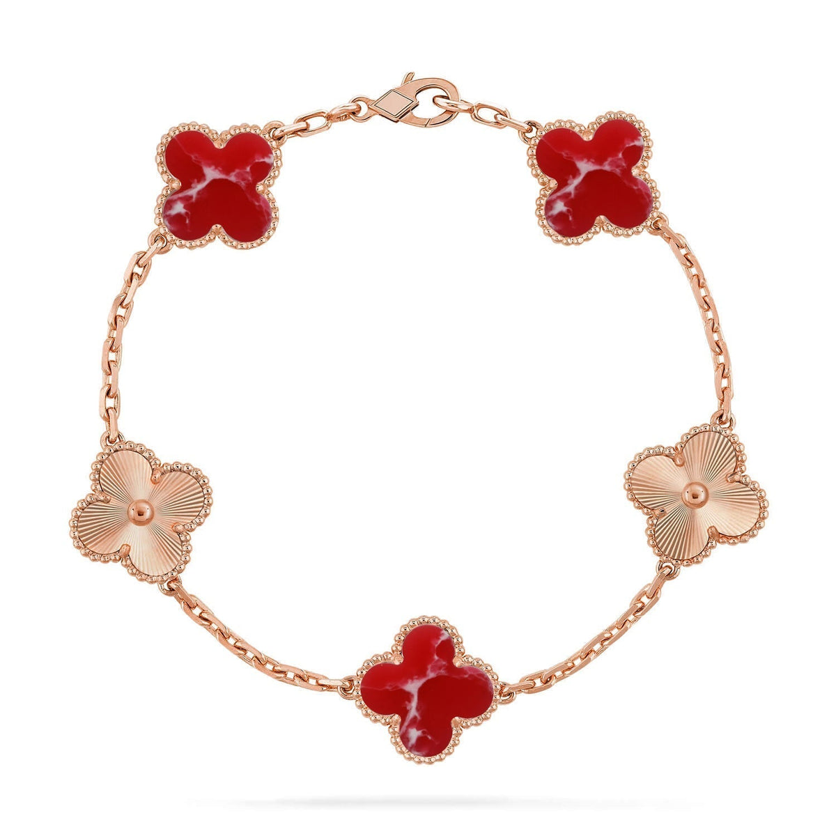VCA CLOVER 5 MOTIF RED PATTERN BRACELET COLLECTION