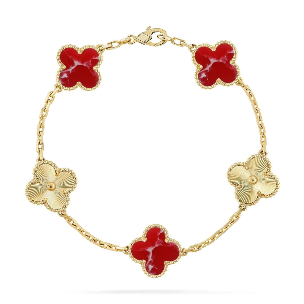 VCA CLOVER 5 MOTIF RED PATTERN BRACELET COLLECTION