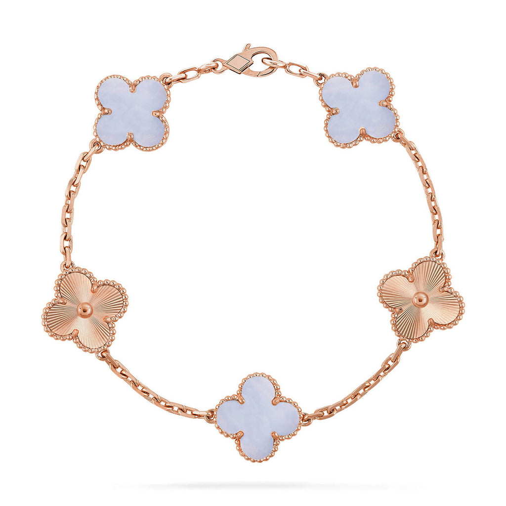 VCA CLOVER 5 MOTIF PURPLE CHALCEDONY BRACELET COLLECTION