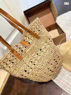 ysl-panier-medium-in-raffia-and-vegetable-tanned-leather Tote