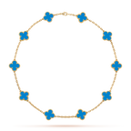 VCA CLOVER 10 MOTIFS BLUE AGATE NECKLACE