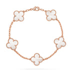 VCA CLOVER WHITE PEARL MOP 5 MOTIF BRACELET COLLECTION