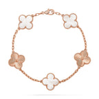VCA CLOVER WHITE PEARL MOP 5 MOTIF BRACELET COLLECTION