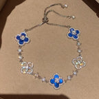 VCA CLOVER 5 MOTIF PINK BLUE RED WHITE BRACELET