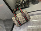 gucci-mini-gg-handbag-beige-and-dark-brown Handle