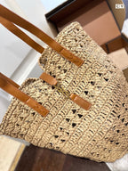 ysl-panier-medium-in-raffia-and-vegetable-tanned-leather Tote