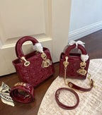 lady-dior-burgundy-leather-bag Handle