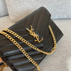 ysl-cassandre-envelope-chain-wallet-black-grain-leather-golden-hardware-19-cm Crossbody