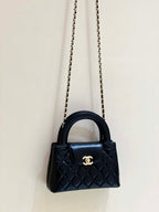 chanel-kelly-mini-shopping-bag-mini-23k-shiny-aged-calfskin-black-13x19x7cm Handle