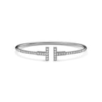 Tiffany T Pavé Diamond Wire Bangle Bracelets