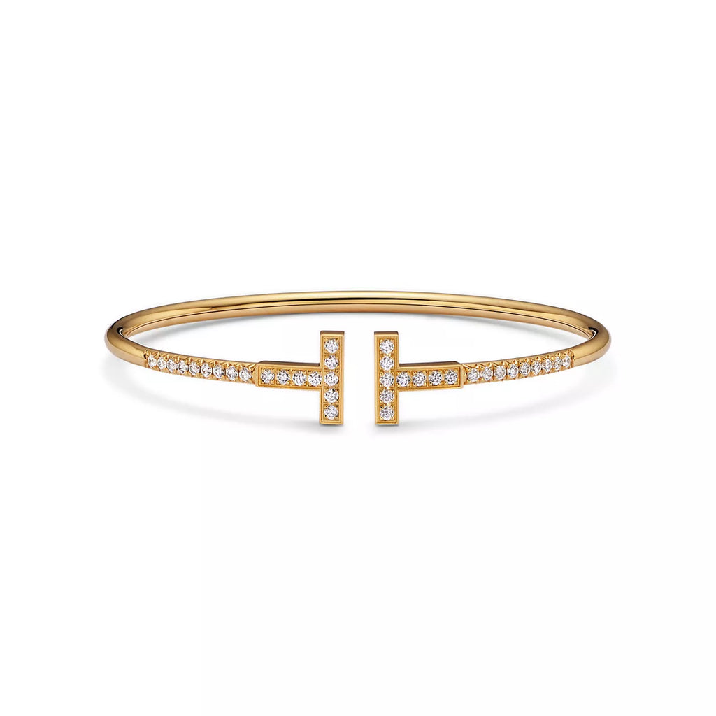 Tiffany T Pavé Diamond Wire Bangle Bracelets