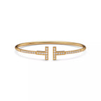 Tiffany T Pavé Diamond Wire Bangle Bracelets