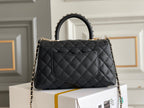 chanel-coco-handle-black-bag-handle-flap-small-mini-bag-black-24x14x10cm Handle