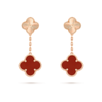 VCA CLOVER 2 MOTIF LASER CARNELIAN EARRINGS