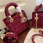 lady-dior-burgundy-leather-bag Handle