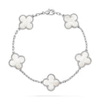 VCA CLOVER WHITE PEARL MOP 5 MOTIF BRACELET COLLECTION
