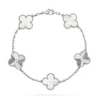 VCA CLOVER WHITE PEARL MOP 5 MOTIF BRACELET COLLECTION